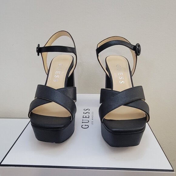 Guess Vallenn Black Platform Block Heels - Picture 1 of 4